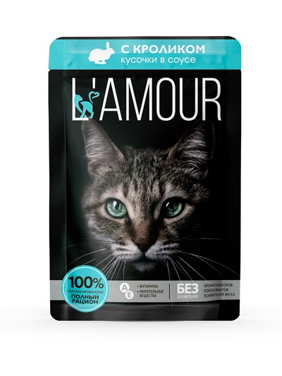 Влажный корм «L’AMOUR» для кошек, кролик в соусе, 75 г