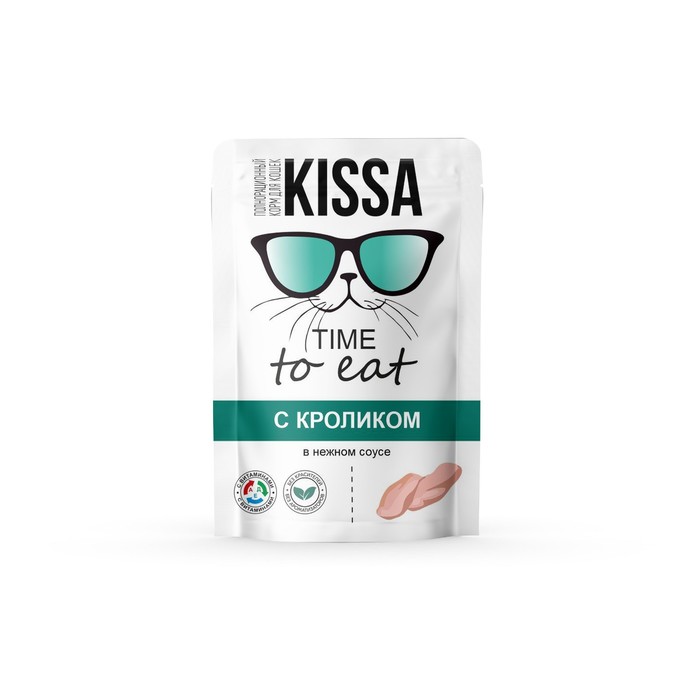 Влажный корм Kissa для кошек, кролик в соусе, 75 г - Фото 1