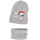Комплект детский (шапка, снуд), цвет серый меланж/Тучка, размер 50-52 - фото 320490698