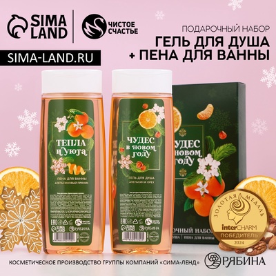 Подарочный набор косметики «Чудес в Новом Году»: гель для душа и пена для ванны, 2×250 мл, Чистое счастье