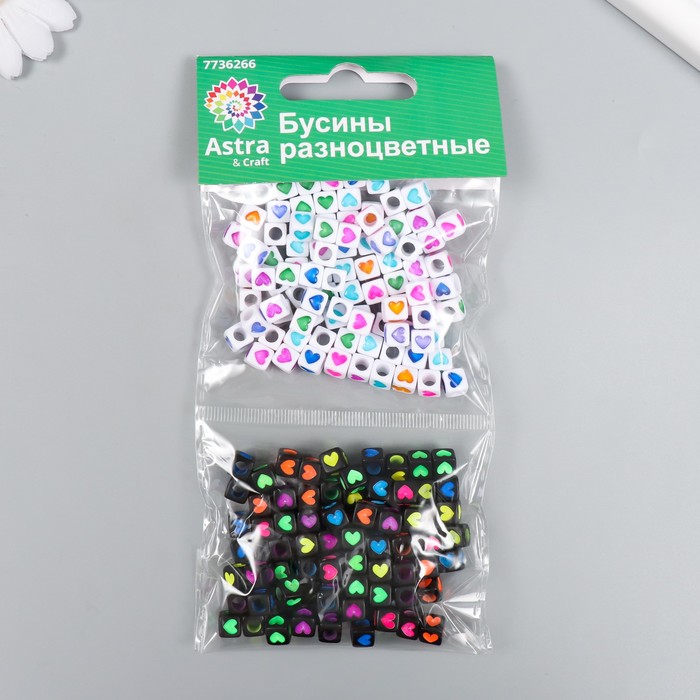 Набор пластиковых бусин "Астра" 6 мм,  2 вида по 20 гр, (66882) - Фото 1