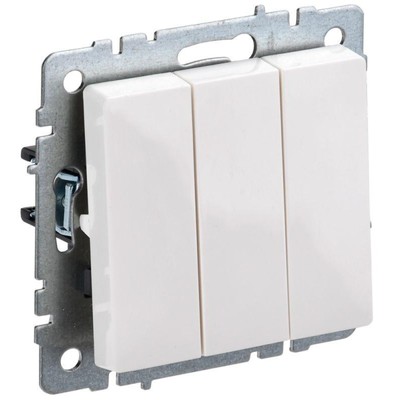 Выключатель IEK, 3 клавиши, СП BRITE ВС10-3-0-БрБ, 10 А, белый