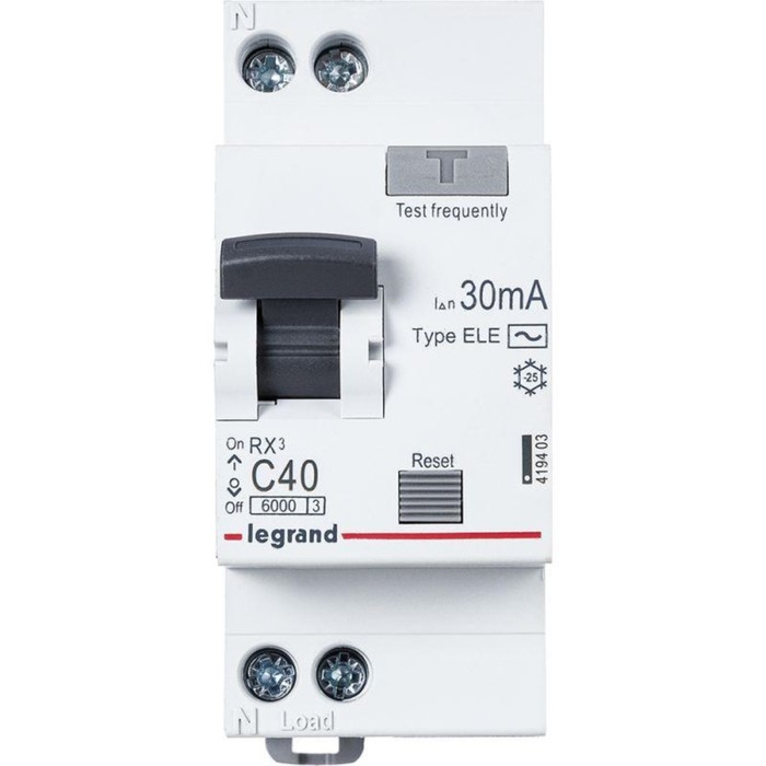 Выключатель автоматический дифференциального тока 2п (1P+N) C 40А 30мА тип AC 6кА RX3 Leg 419403 - Фото 1