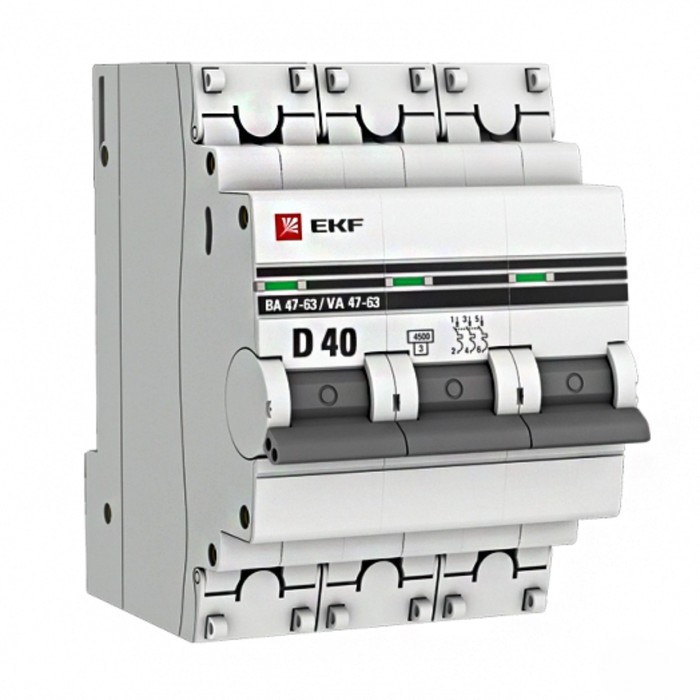 Выключатель автоматический модульный 3п D 40А 4.5кА ВА 47-63 PROxima EKF mcb4763-3-40D-pro - Фото 1