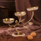 Подсвечник на 3 свечи «Три бутона», 25.5×10×18.5 см, латунь, с перламутром - Фото 2