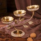 Подсвечник на 3 свечи «Три бутона», 25.5×10×18.5 см, латунь, с перламутром - Фото 3