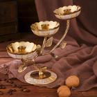 Подсвечник на 3 свечи «Три бутона», 25.5×10×18.5 см, латунь, с перламутром - Фото 4