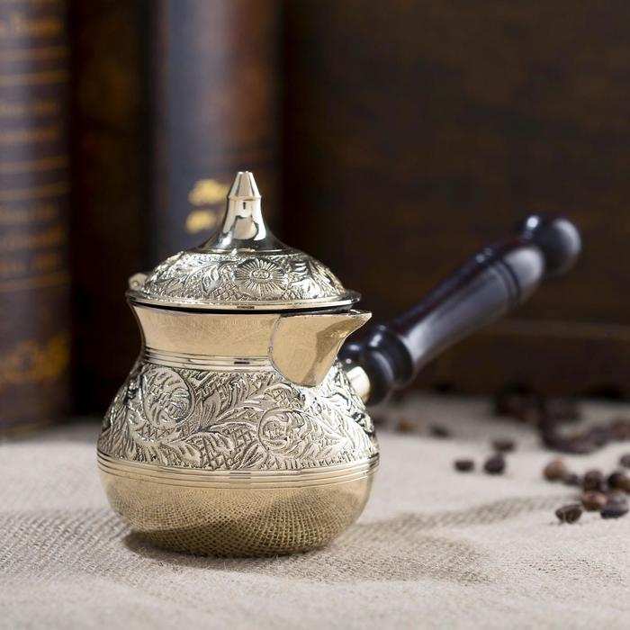 Турка с крышкой «Золотые узоры», 250 мл, латунь - Фото 1