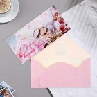 Конверт для денег "С Днём Вашей Свадьбы!" глиттер, розовый цветок, кольца, 8,5х17 см - фото 320491061