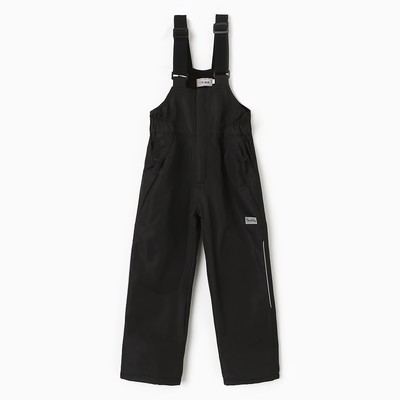 Полукомбинезон утеплённый для девочек, цвет чёрный, рост 122 см