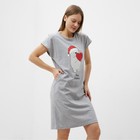 Платье домашнее женское с карманами «Мишка с сердцем», цвет серый меланж, размер 46 - фото 11544098