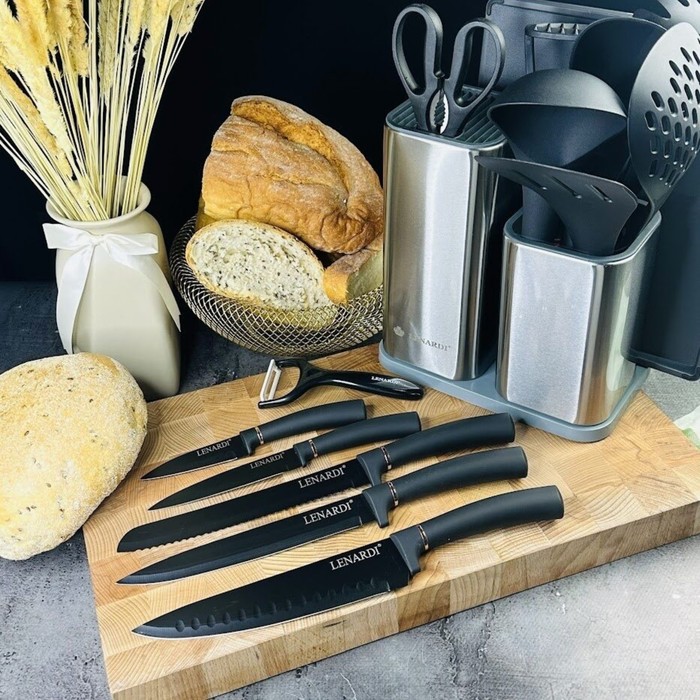 Набор ножей и кухонных принадлежностей Lenardi, на подставке, 15 предметов - Фото 1
