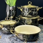 Набор посуды Lenardi «Чёрный мрамор», 7 предметов - фото 296319729