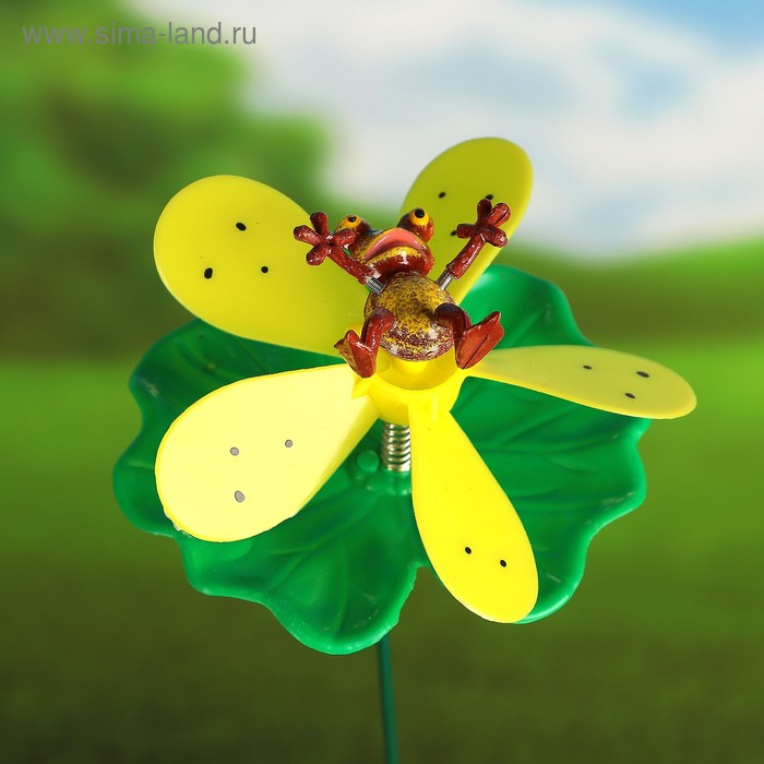 Декор садовый "Лягушка на цветке", штекер 60 см, микс цвета - Фото 1