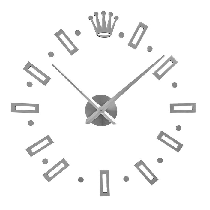 Часы-наклейка, серия: DIY, "Соломон", d-120 см, сек стрелка 39 см, цифра 13 см, АА, серебро - фото 1906457823