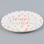Тарелка бумажная «С днём рождения», горох, набор 6 шт., разноцветный - фото 11020175