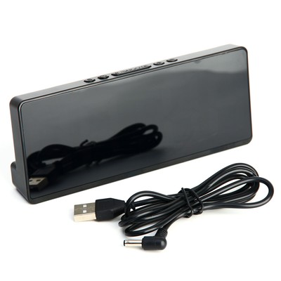 Часы настольные электронные: будильник, термометр, календарь, USB, 15×6.3 см, красные цифры