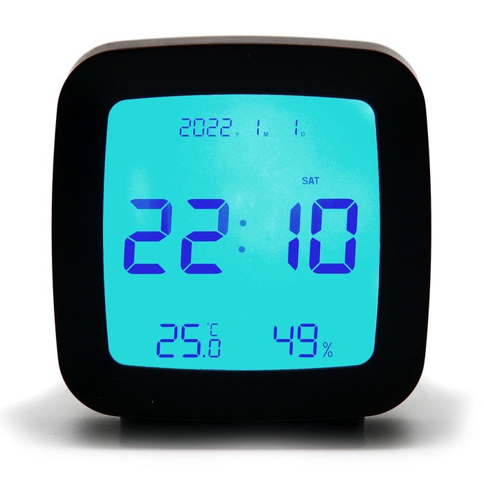 Часы - будильник электронные настольные: термометр, календарь, гигрометр, 7.8 х 8.3 см - Фото 1