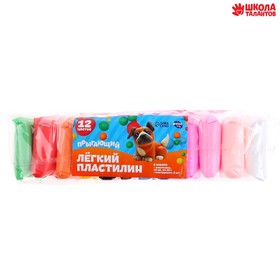 Пластилин лёгкий, прыгающий, набор 12 цветов, вес 1 цвета: 10 г, 3 инструмента