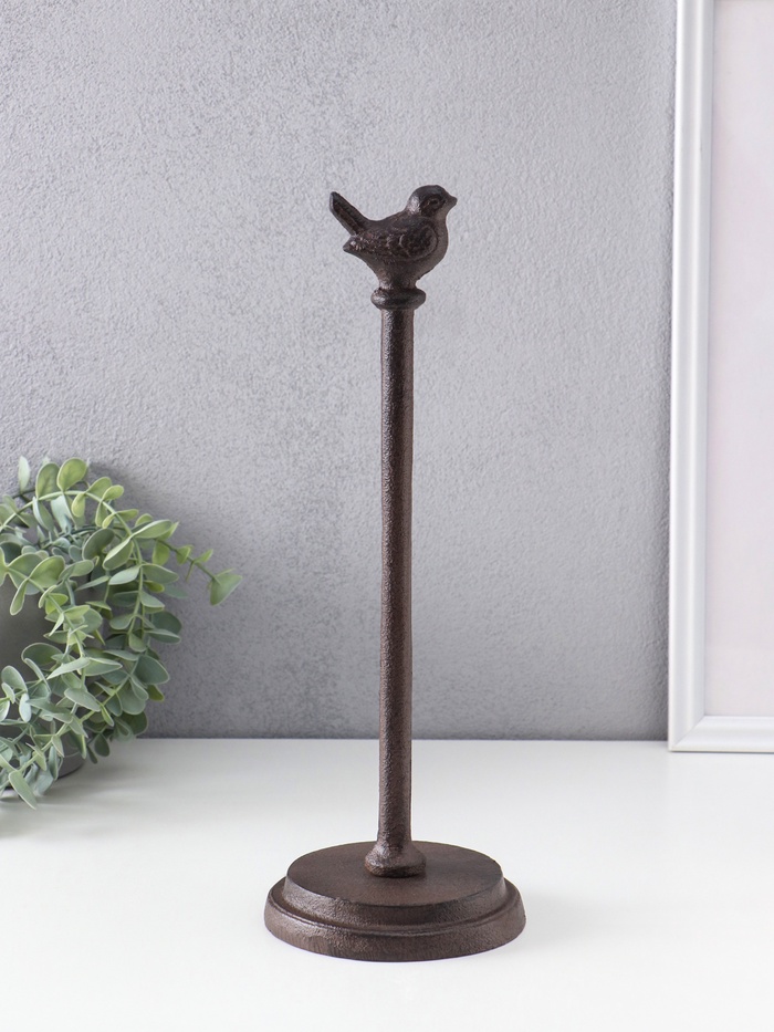 Фигурка чугун, держатель для полотенец бумажных «Птичка», 12×12×33 см - Фото 1