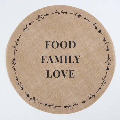 Набор салфеток «Этель» Food. Family. Love, 4 шт., d=38, джут