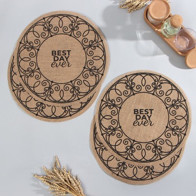 Набор салфеток «Этель» Best day, 4 шт., d=38, джут