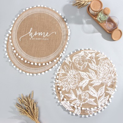 Набор салфеток «Этель» Home. Flowers, 4 шт., d=38, джут