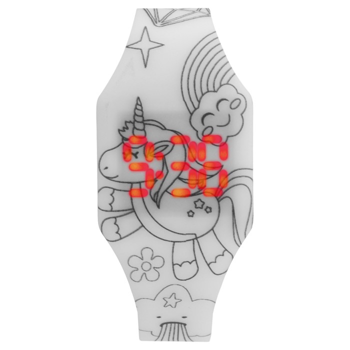 Часы наручные электронные «Единорог», детские, ремешок l-23.5 см - Фото 1