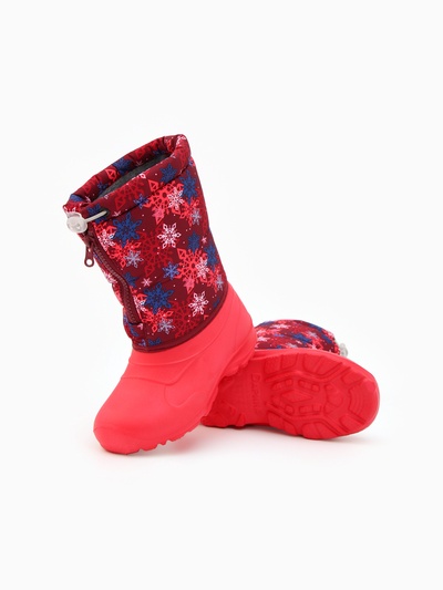 Зимние сноубутсы детские, цвет розовый, размер 32-33