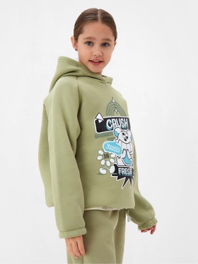 Толстовка (худи) детская MINAKU: CRUSH, оливковая, рост 116 см