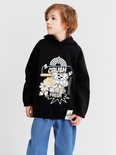 Толстовка (худи) детская MINAKU: CRUSH, чёрная, рост 128 см