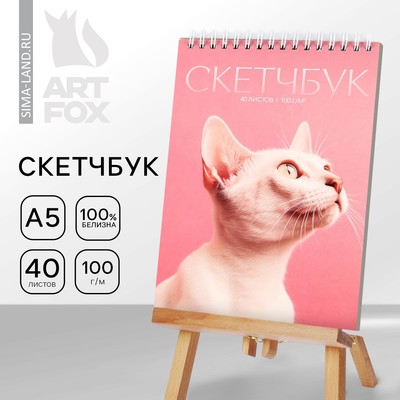 Скетчбук А5, 40 л 100 г/м2 «Кошка»