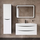 Пенал для ванной комнаты IDDIS Cloud 40 см, подвесной, цвет белый/чёрный мрамор - Фото 5