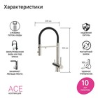 Смеситель для кухни IDDIS Ace, с фильтром и гибким изливом, цвет сатин - Фото 2