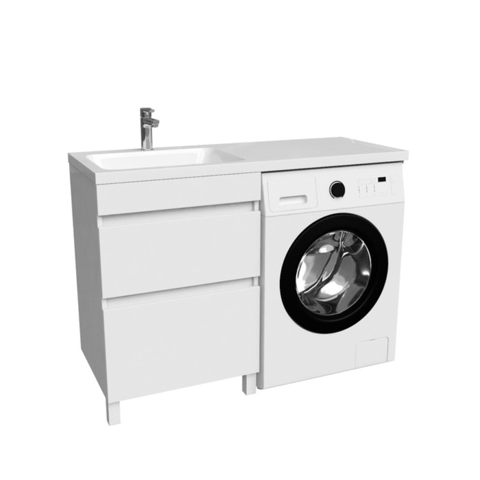 Тумба с раковиной для стиральной машины IDDIS Optima Home, 120 см, белая, левая - Фото 1