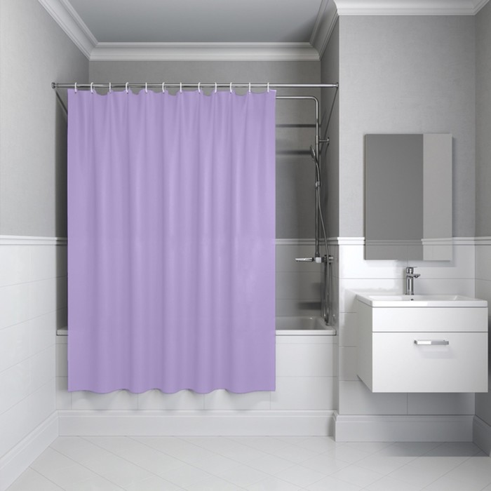 Штора для ванной комнаты IDDIS P08PE18i11, PE, 200х180 см, светло-фиолетовый - фото 1907905693