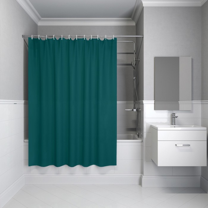 

Штора для ванной комнаты IDDIS P04PE18i11, PE, 200х180 см, темно-зелёный