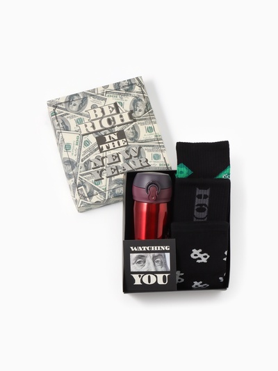 Набор подарочный KAFTAN Be rich, носки 3 пары, размер 41-44 (27-29 см), термос, открытка