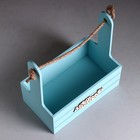 Ящик - кашпо деревянный 25х15х30 "Любимой Маме" Серо-голубой - Фото 3