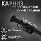 Карниз для ванной комнаты, телескопический 120-220 см, чёрный - Фото 1