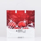 Пакет новогодний «Красные игрушки», мягкий пластик, 30×30 120 мкм - Фото 3