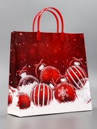 Пакет новогодний «Красные игрушки», мягкий пластик, 30×30 120 мкм - Фото 4