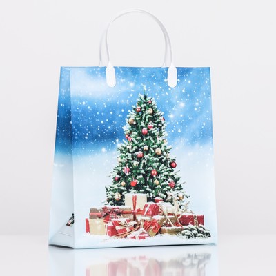 Пакет новогодний «Ёлочка в снегу», мягкий пластик, 26×23 см