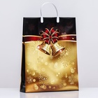 Пакет новогодний «Колокольчик в золоте», мягкий пластик, 42×32 см 120 мкм - Фото 2