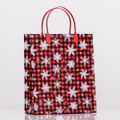 Пакет новогодний «Снежинка в клеточку», мягкий пластик, 26×23 см