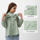 Блузка для девочки MINAKU: Cotton collection, зелёная, рост 122 см - Фото 3