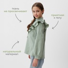 Блузка для девочки MINAKU: Cotton collection, зелёная, рост 140 см - фото 25990784