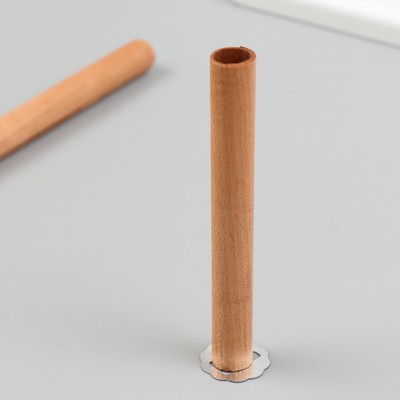 Фитиль для свечи дерево с металлическим держателем круглый 1.5×12 см