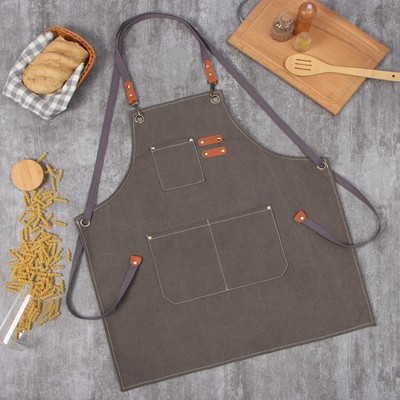 Фартук «Этель» с карманами, серый, 75×68 см, 50% п/э, 50% хлопок