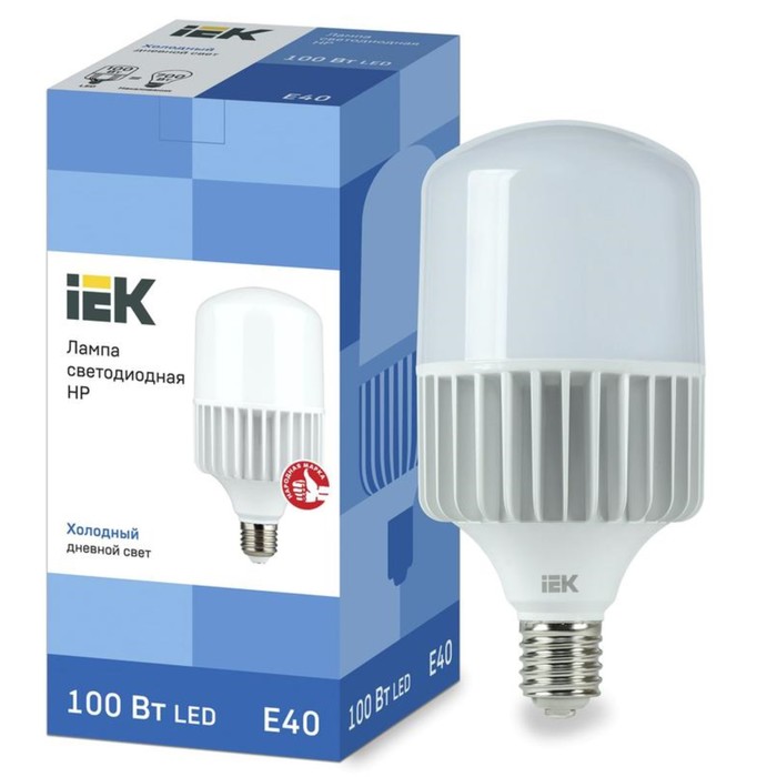 Лампа светодиодная HP 100Вт 230В 6500К E40 IEK LLE-HP-100-230-65-E40 - Фото 1